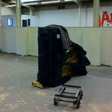 piano covered ready for shipping